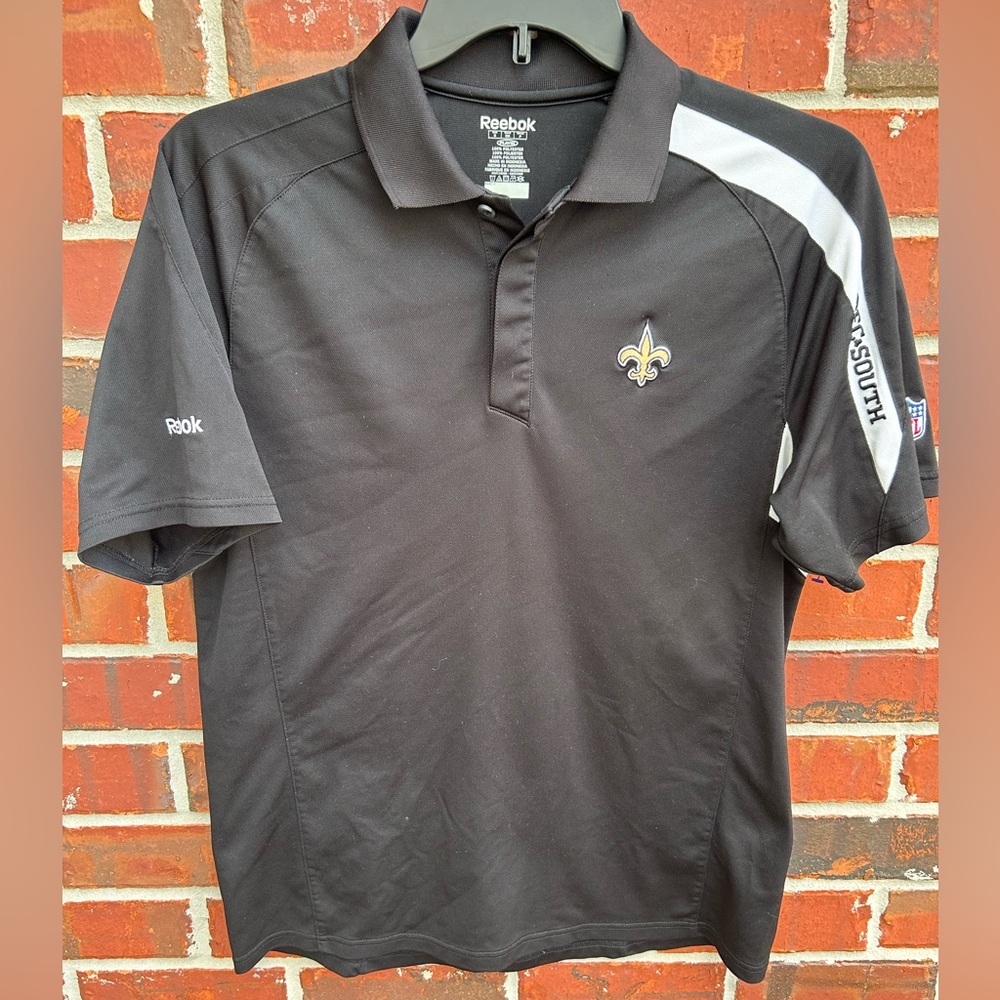 Reebok Mens New Orleans Saints Short Sleeve Black Polo Golf Shirt. Size Small - Picture 1 of 5